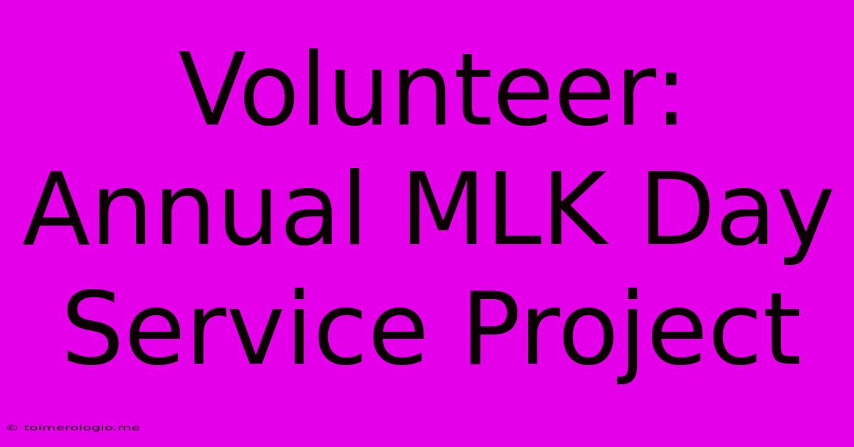 Volunteer: Annual MLK Day Service Project