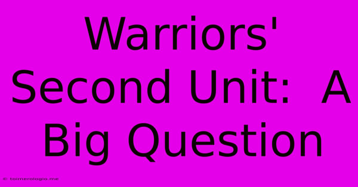 Warriors' Second Unit:  A Big Question