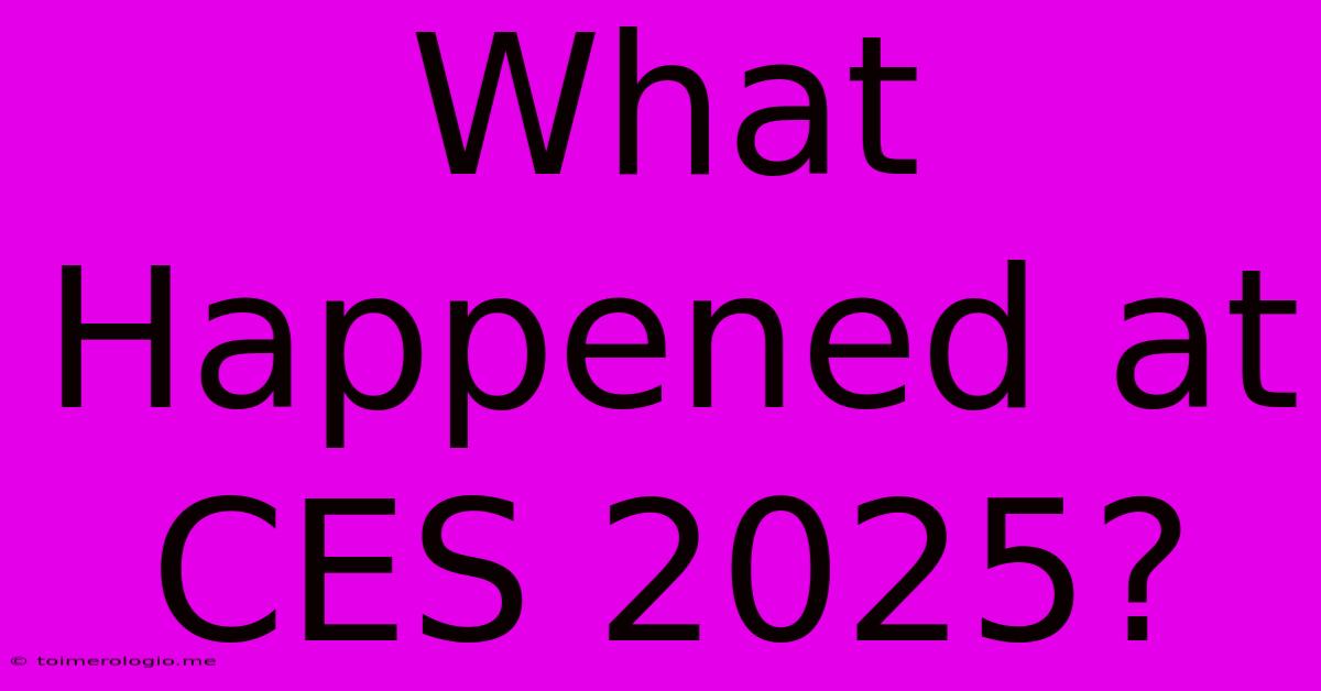 What Happened At CES 2025?