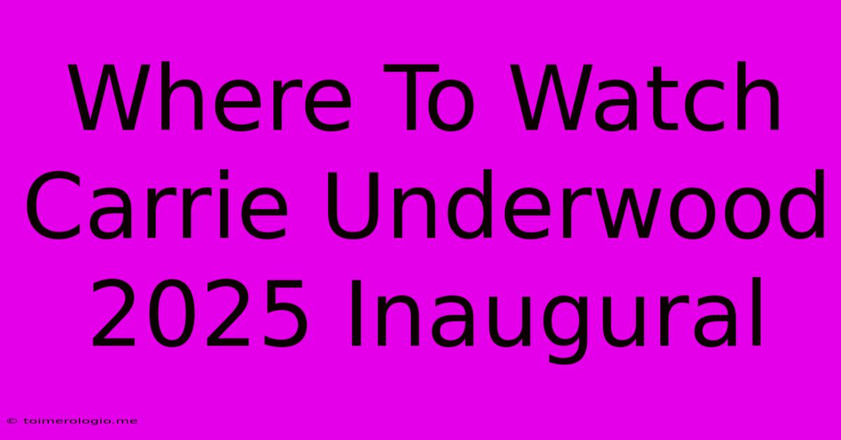 Where To Watch Carrie Underwood 2025 Inaugural