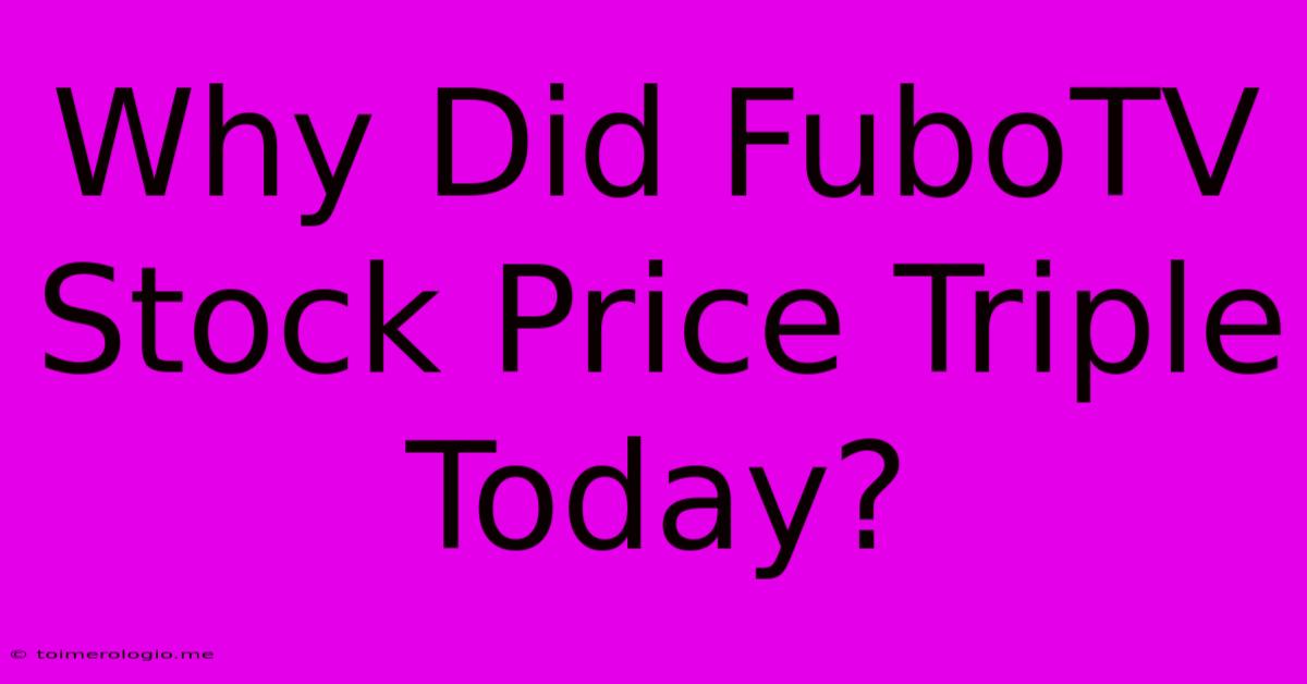 Why Did FuboTV Stock Price Triple Today?